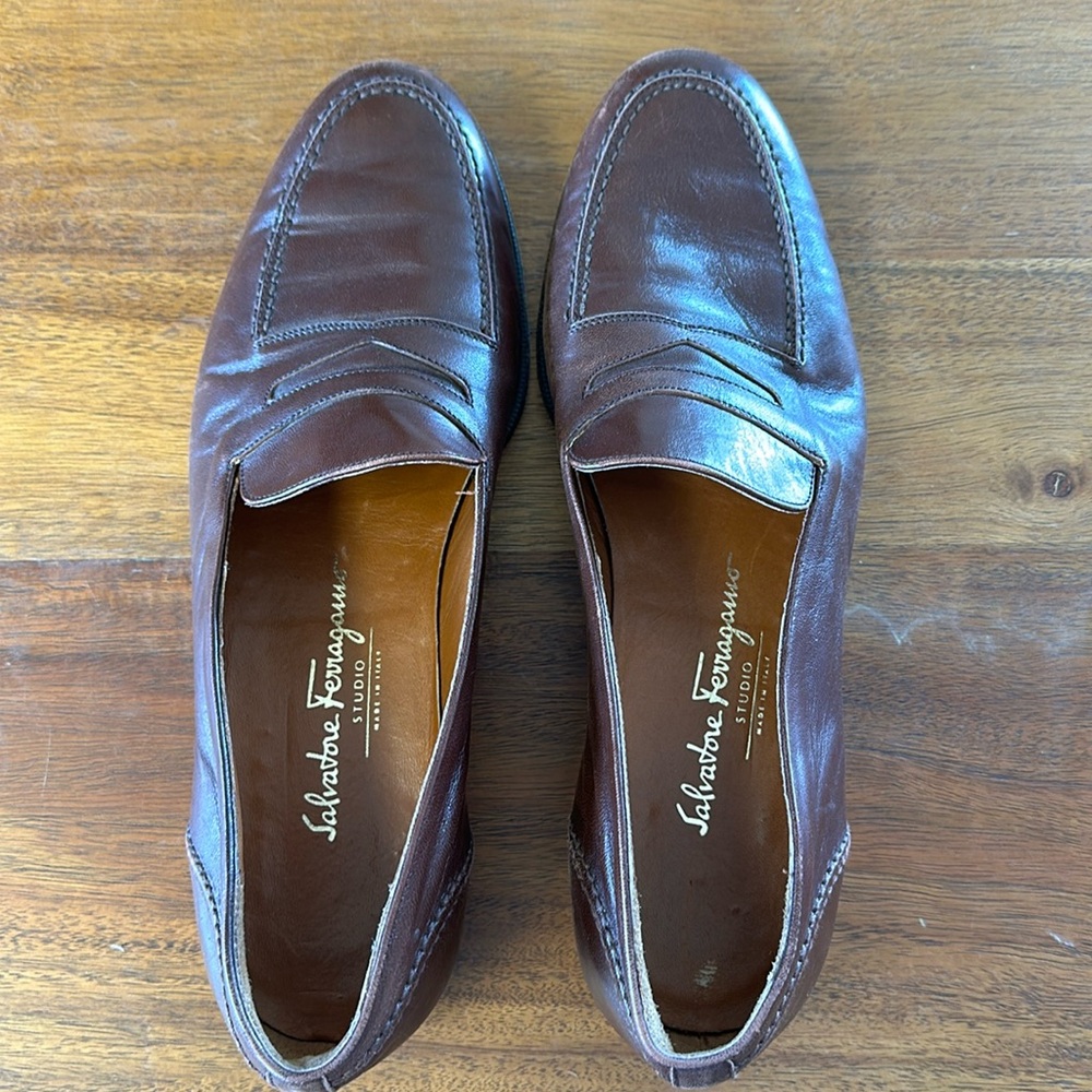 Salvatore Ferragamo Brown Leather Loafers